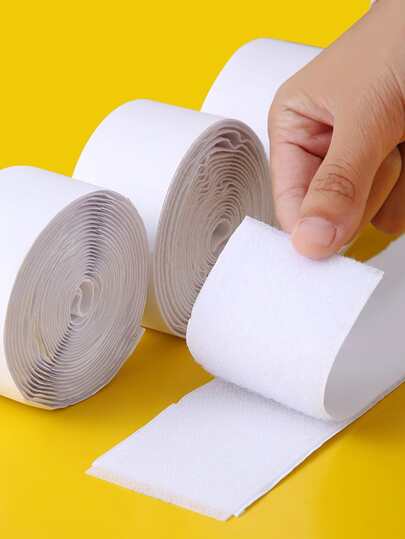 1pc White Hook-and-loop Fastener, Self Adhesive Tape For Home