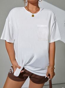 Flirla Plus Floral & Slogan Graphic Drop Shoulder Tee - White - View 3