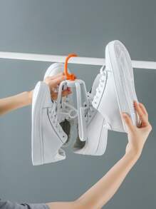 1pc PP Drying Rack, Modern Two Tone Foldable Shoes Drying Hanger For Household - White - View 1