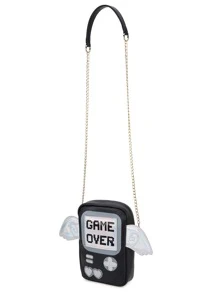 迷你卡通圖案鏈條包 - 黑色 - 查看 4