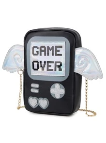 迷你卡通圖案鏈條包 - 黑色 - 查看 5