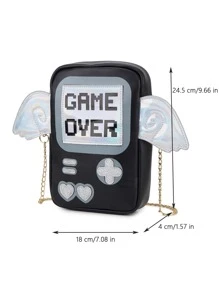 迷你卡通圖案鏈條包 - 黑色 - 查看 8