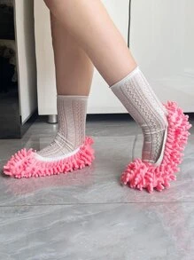 2pcs/set Pink Shoe Cover, Simple Cleaning Design Shoe Booties Cover For Indoor - Pink - View 4