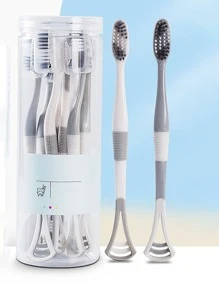 8 piezas/set Cepillo de dientes de plástico multifuncional doble cabeza para casa con de viaje - Multicolor - Ver 1