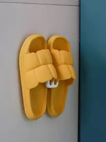 1 estante organizador de zapatos montado en la pared de plástico, estante de almacenamiento de zapatos de color sólido para baño - Blanco - Ver 1