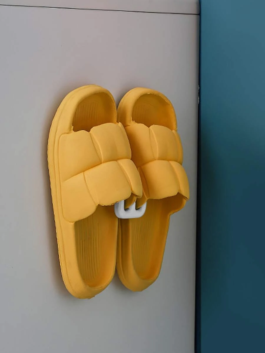 1 estante organizador de zapatos montado en la pared de plástico, estante de almacenamiento de zapatos de color sólido para baño - Blanco - Ver 1