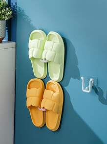 1 estante organizador de zapatos montado en la pared de plástico, estante de almacenamiento de zapatos de color sólido para baño - Blanco - Ver 4
