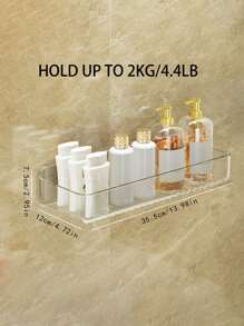 1pc Plastic Lotion Storage Rack, Clear Wall Mounted Punch-free Shelving Storage Unit For Bathroom Laundry - Clear - View 2