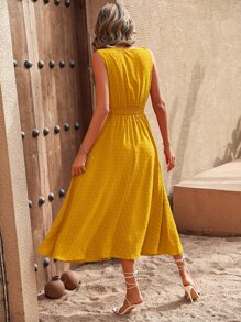 Breezaya Swiss Dot A-line Dress - Yellow - View 2