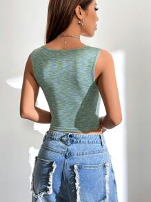 SHEIN Unity Top tank crop de space dye fruncido - verde menta - Ver 2