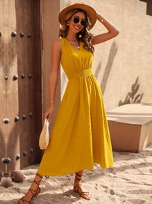 Breezaya Swiss Dot A-line Dress - Yellow - View 3