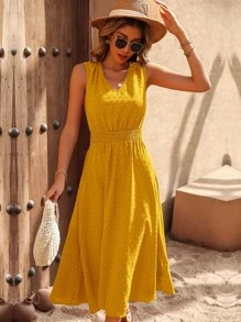 Breezaya Swiss Dot A-line Dress - Yellow - View 4