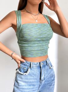 SHEIN Unity Top tank crop de space dye fruncido - verde menta - Ver 7