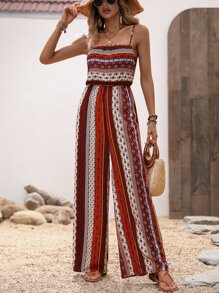 Breezaya Allover Print Wide Leg Cami Jumpsuit - Multicolor - View 1