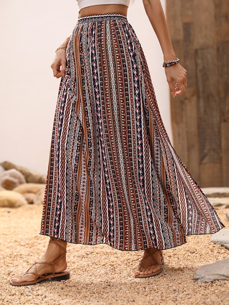 Breezaya Geo Print Split Thigh Skirt