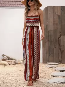 Breezaya Allover Print Wide Leg Cami Jumpsuit - Multicolor - View 4