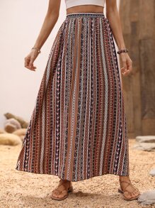 Breezaya Geo Print Split Thigh Skirt