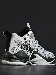 男士撞色前綁帶運動戶外網紗籃球鞋 - 彩色 - 查看 4