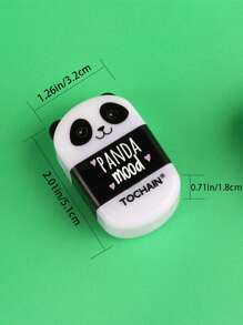 1 pieza Borrador con diseño de panda - Blanco y Negro - Ver 3