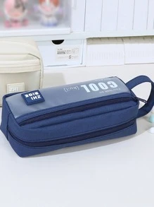 1pc Letter Graphic Pencil Case - Black - View 5