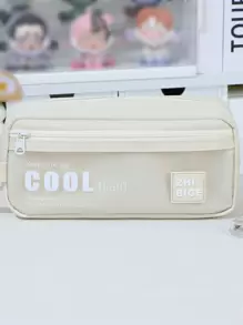 1pc Letter Graphic Pencil Case - Black - View 3