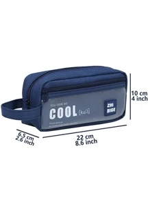 1pc Letter Graphic Pencil Case - Black - View 6