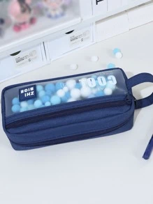 1pc Letter Graphic Pencil Case - Black - View 4