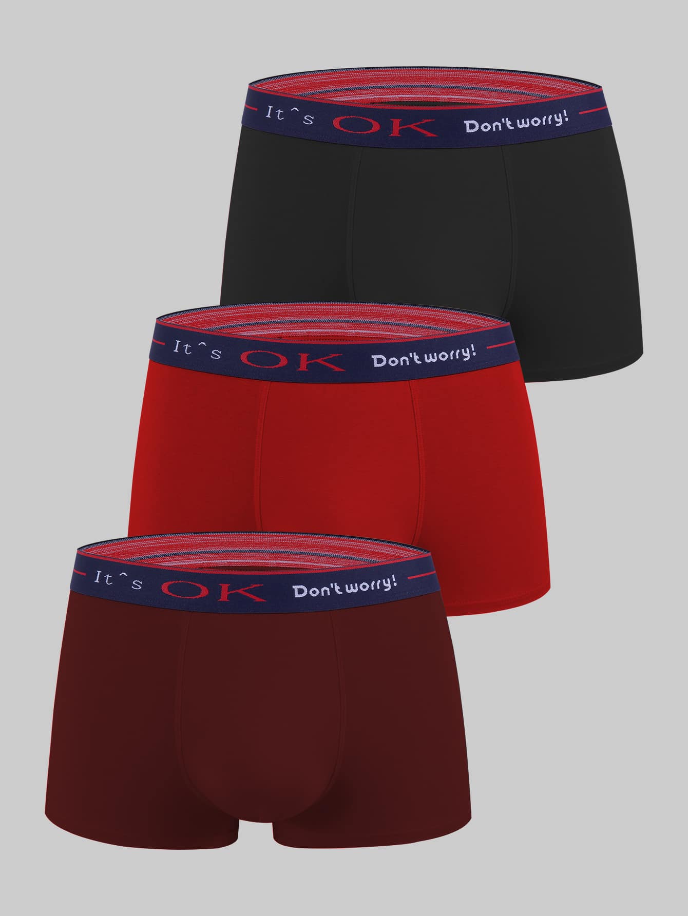 Hombres 3 piezas Calzoncillos boxer con slogan cinta cintura - Multicolor - Ver 1