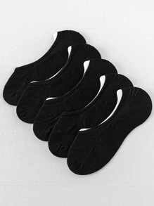 5雙男士素色隱形襪 - 黑色 - 查看 1