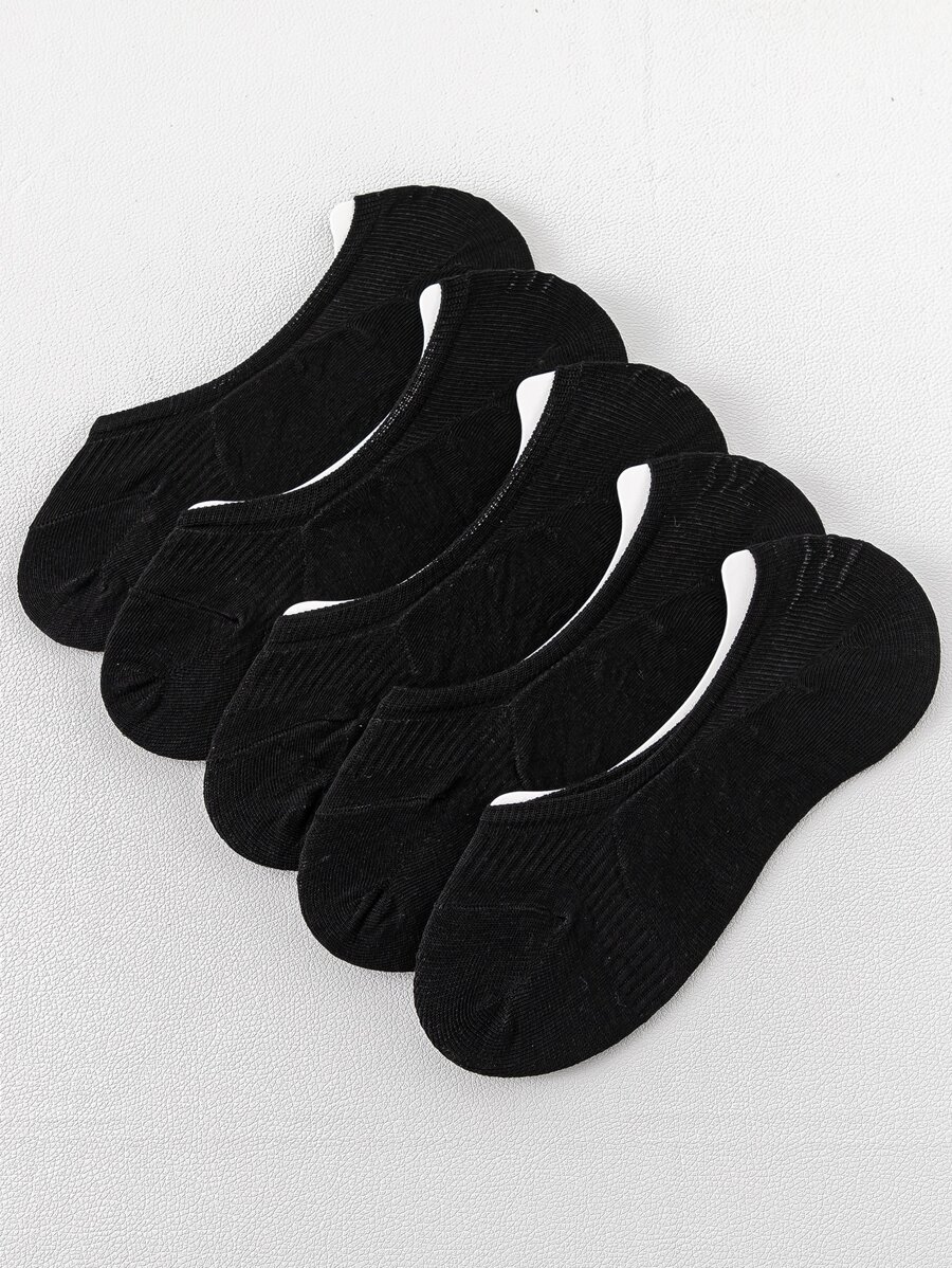 5雙男士素色隱形襪 - 黑色 - 查看 1