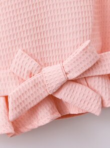 嬰兒素色荷葉擺背心上衣和短褲