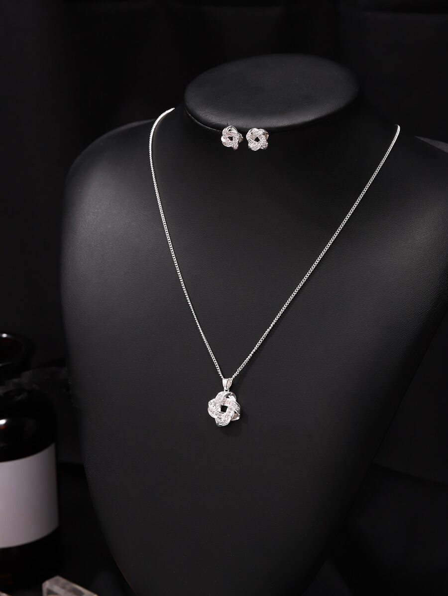 3入組/套結飾首飾套裝 - 銀色 - 查看 1