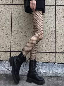 Solid Fishnet Tights - Black - View 3
