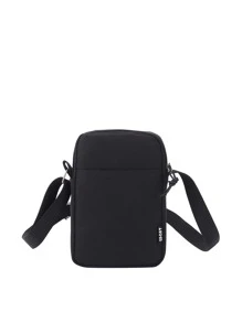 Mini Letter Graphic Square Bag Zipper Canvas Black - Black - View 1