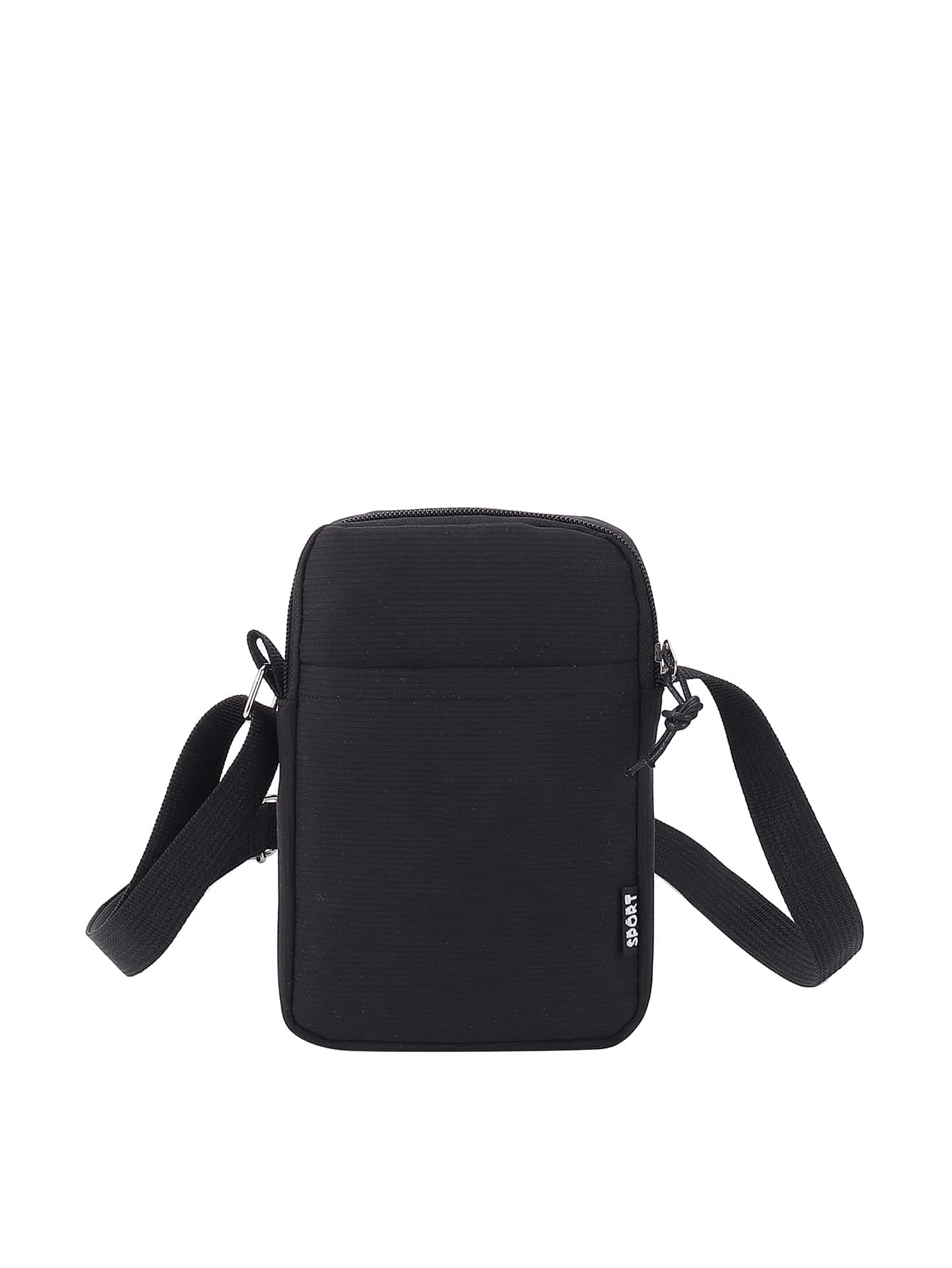 Mini Letter Graphic Square Bag Zipper Canvas Black - Black - View 1