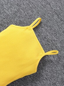 SHEIN 小女童貼花木耳邊網紗上衣和吊帶連衣裙 - 黃色 - 查看 6