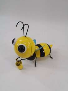 1入組鐵製花園雕像可愛蜜蜂設計花園裝飾品