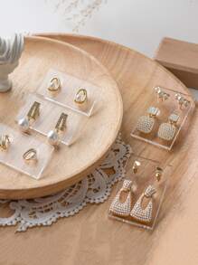 Tháp trang sức trong suốt 6 chiếc, Tháp lưu trữ bông tai bằng nhựa đơn giản để bàn - Trong sáng - Xem 3