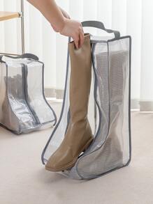 1pc PVC Storage Bag, Minimalist Contrast Binding Waterproof Shoe Storage Bag For Home - Black - View 1