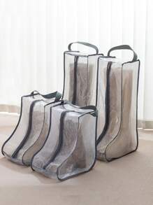 1pc PVC Storage Bag, Minimalist Contrast Binding Waterproof Shoe Storage Bag For Home - Black - View 3