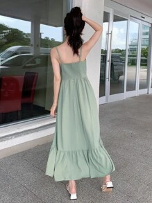 DAZY Vestido de tirantes unicolor bajo con fruncido - verde menta - Ver 2