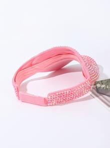 Women's Minimalist Fashion Rhinestone Decor Visor Cap - Pink - View 2
