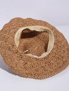 Bow Decor Straw Hat - Khaki - View 4