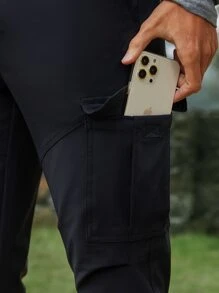 Men Flap Pocket Side Cargo Trousers - Black - View 3