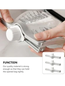 3pcs/set PPSU Food Sealing Clip, Minimalist Two Tone Bag Clip For Home - Grey - View 6