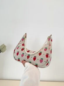 Fashionable Pearl Chain Strawberry Crescent Shoulder Bag For Women - Multicolor - View 5