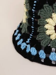 Floral Crochet Bucket Hat - Multicolor - View 3