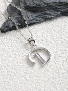 方晶鋯石裝飾項鍊 - 銀色 - 查看 4