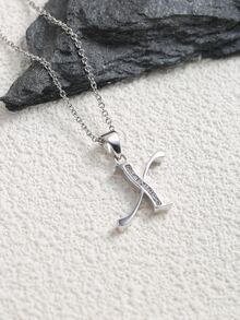 方晶鋯石裝飾項鍊 - 銀色 - 查看 7