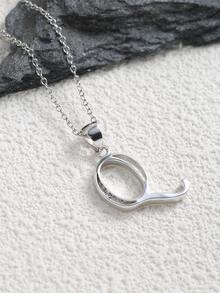 方晶鋯石裝飾項鍊 - 銀色 - 查看 8